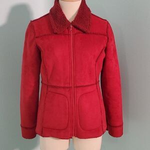Style & co. Faux fur winter jacket. Small. Beautiful shade of red. Very good.